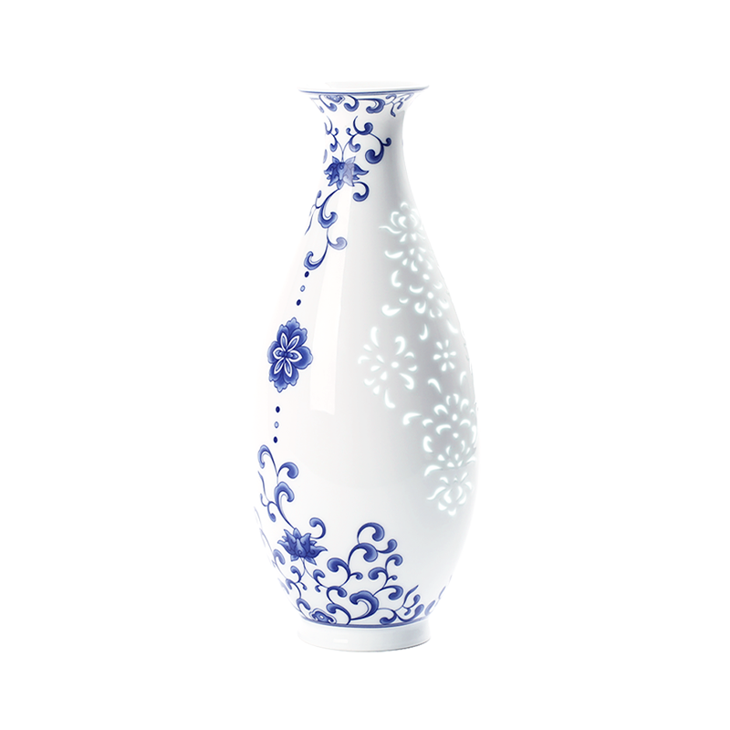 花瓶 青花五彩長頸瓶  20世紀中期中國景德鎮傑作 花瓶 青花五彩長頸瓶 20世紀中期中國景德鎮傑作 【公式通販】