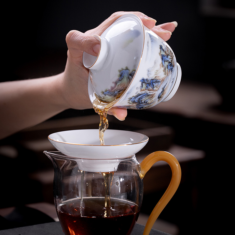 Jingdezhen official flagship store of ceramic tea set on the home sitting room tea tea set 12 head glaze combination JRT