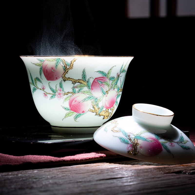 Jingdezhen official flagship store ceramic kung fu tea set shadow blue 12 big nine peach tea tea JRT