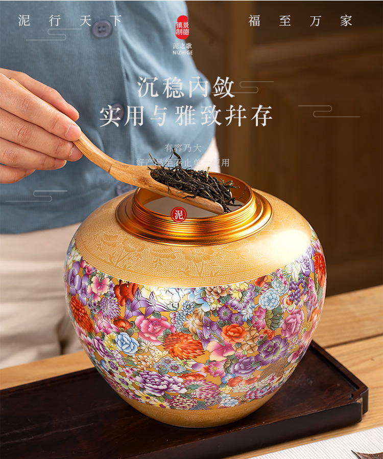 Jingdezhen with high - end paint POTS caddy fixings flagship stores apple as cans Chinese wind restoring ancient ways appreciation collection tank