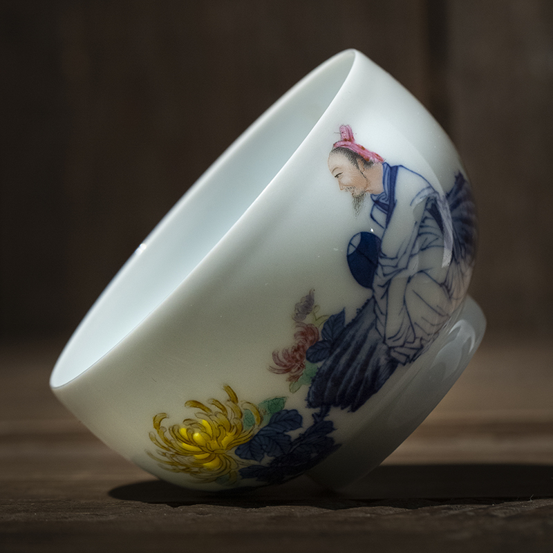 Jingdezhen flagship store ceramic blue and white and exquisite hand - made master cup single cup white porcelain tea cup bowl sample tea cup