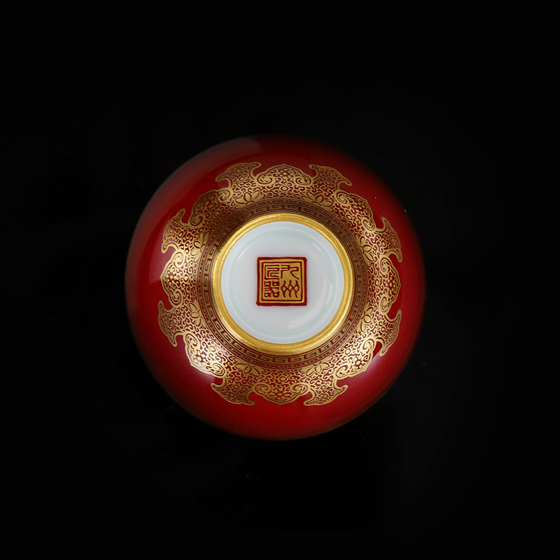 Jingdezhen flagship store hand - made paint the red right cup size