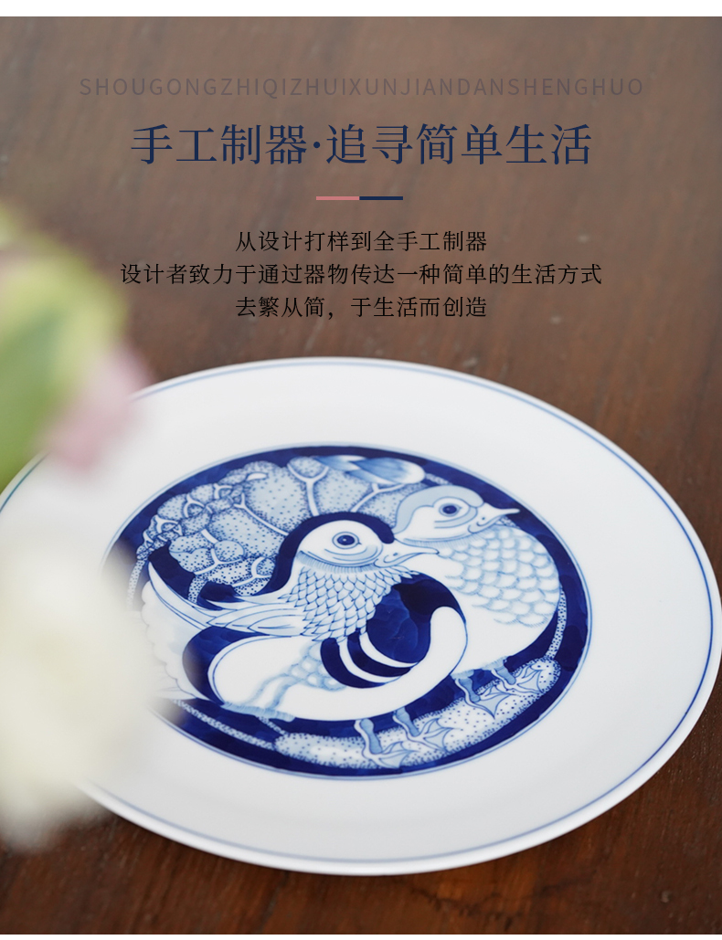 Jingdezhen flagship stores hand - drawn Chinese blue and white ceramics compote sitting room tea table compote high - end creative fruit tray