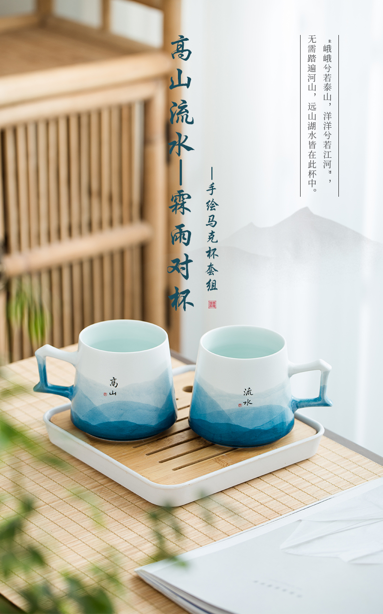 Jingdezhen official flagship store picked Jane painting ceramic coffee cup set right gifts business office