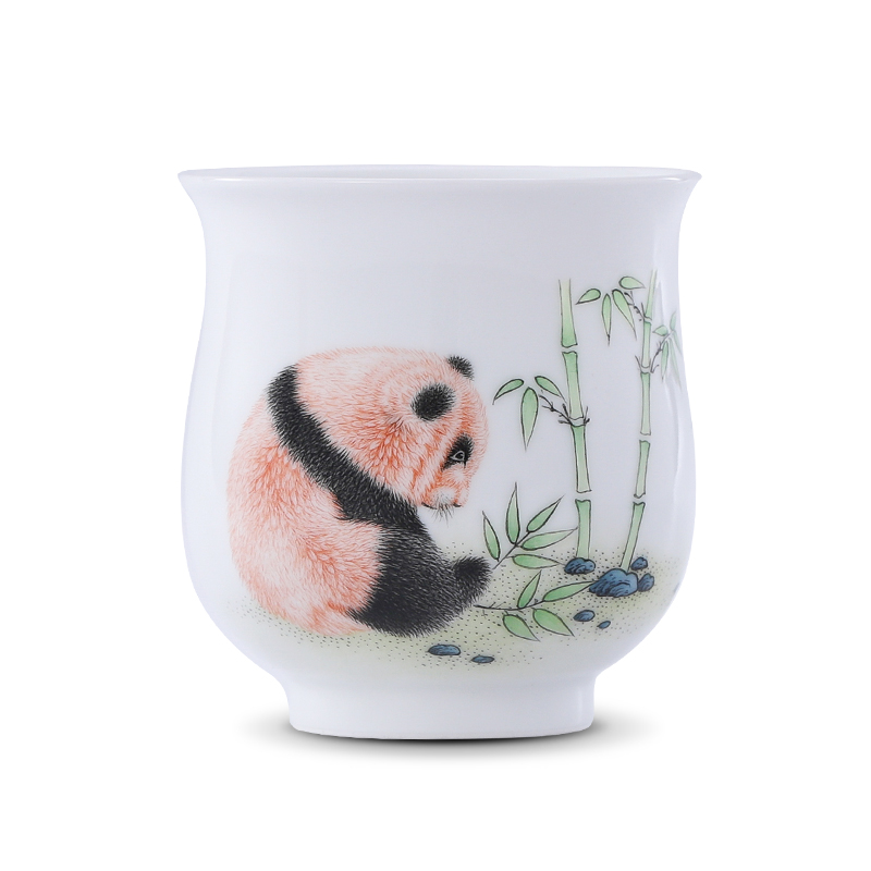 Jingdezhen flagship store ceramic hand - made panda bamboo tea with tea cups to host a single white porcelain tea cups