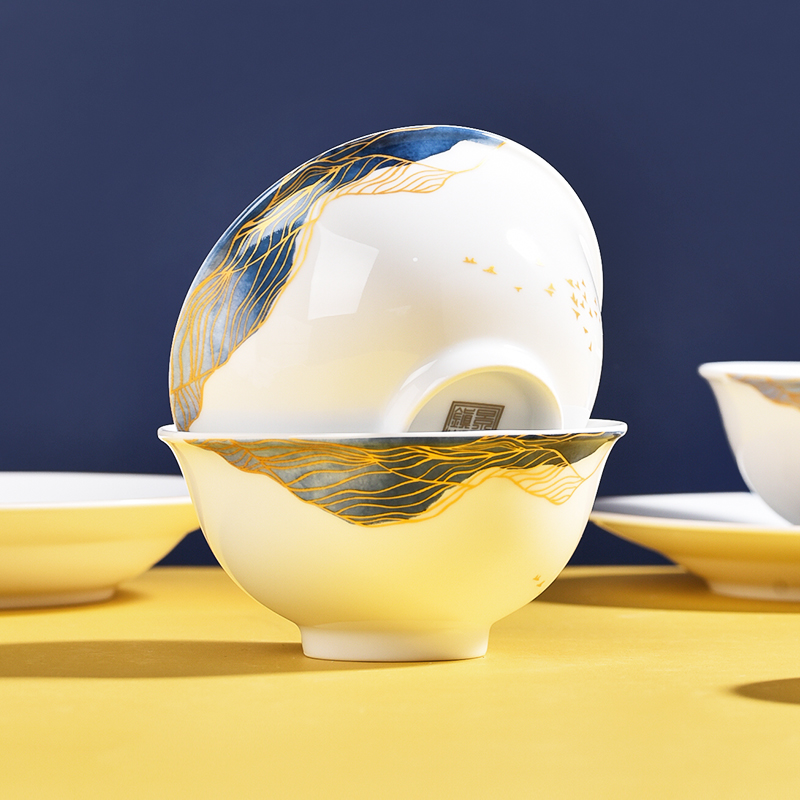 Jingdezhen flagship store ceramic tableware suit 0 gift the gift boxes of household to eat bread and butter of a complete set of high temperature porcelain