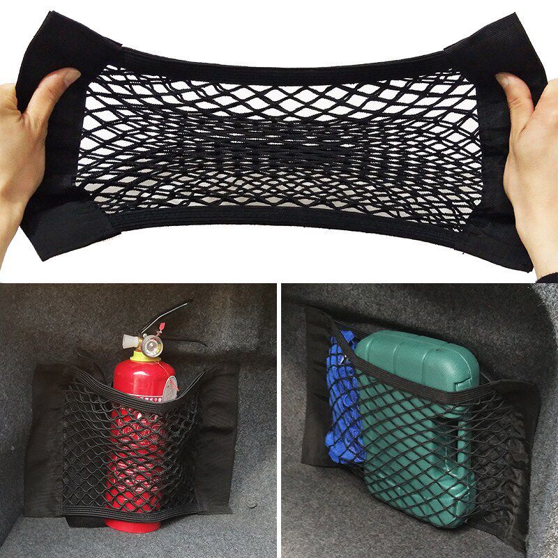 Car trunk storage bag car velcro net pocket storage storage net elastic net storage sundries fixed bag