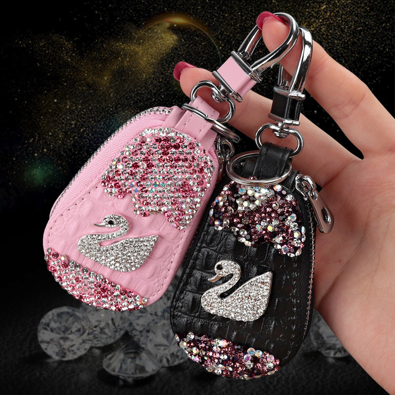 Car key case Mercedes Audi BMW car with high-end diamond-studded swan cute creative home key protective cover
