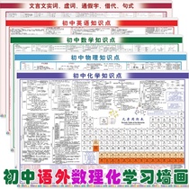 Junior high school knowledge point wall chart Full set of learning geography wall painting Chemistry language Chinese test summary Middle school test