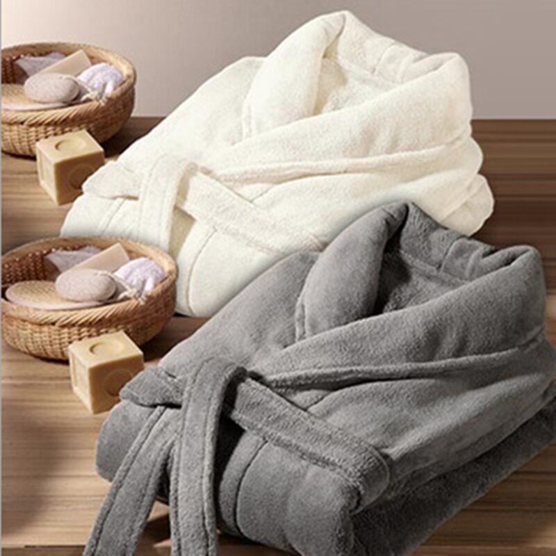 Sleeping robe female winter coral suede lovers thickened lengthened flannel suede bathrobe for autumn and winter large size for men's warm housekeeping