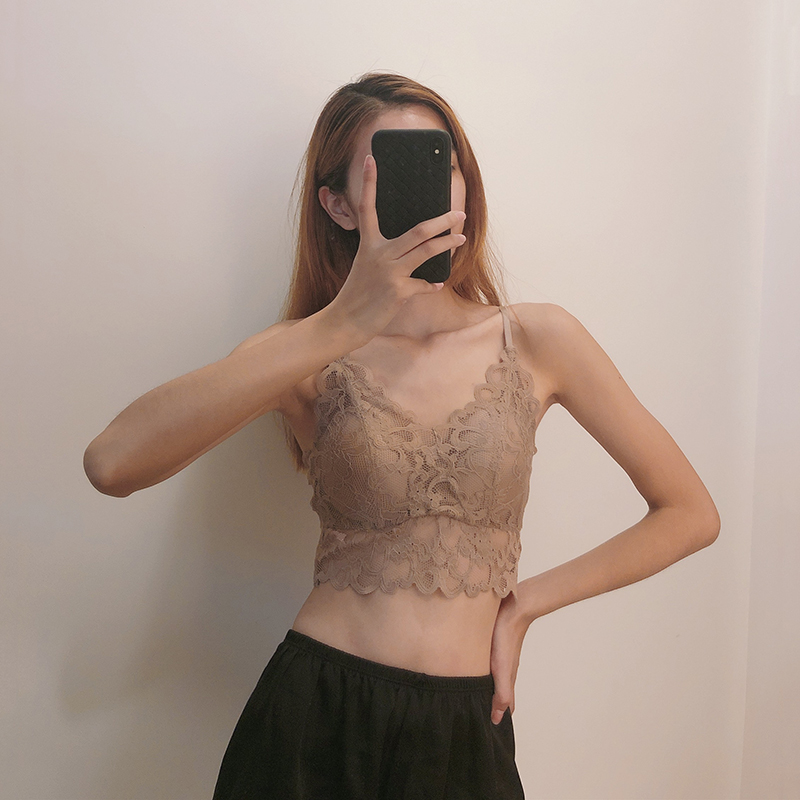 Harness Vest Woman With Chest Cushion Inside Hitch Bottom Lace Sexy Hollowed-out Anti-Walk Light Smear Bra Thin underwear