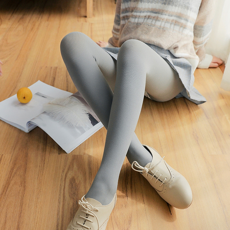 Inside pants Women wear spring and autumn threaded vertical stripes large size thin pressure socks high waist thin legs tights