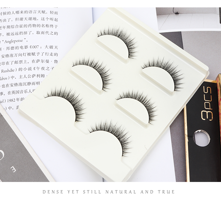 Lông mi giả 3D nữ cảm nhận không khí sắc nét mô phỏng ánh sáng siêu nhiên trang điểm dày dày đoạn ngắn vẻ đẹp COS Châu Âu và Hoa Kỳ trang điểm màu nude - Lông mi giả lông mi giả