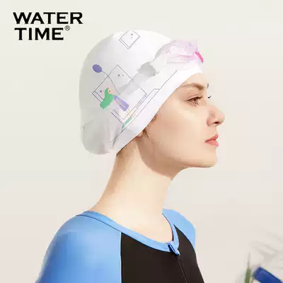 Waterproof ear protection silicone anti-chlorine swimming cap female professional long hair fashion large non-hair ins printing swimming cap