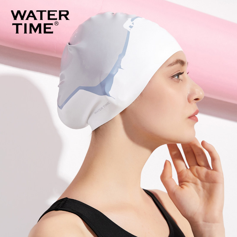 Swimming Cap Woman Waterproof SILICONE GEL RESISTANT CHLORINE PROFESSIONAL LONG HAIR STYLISH BIG NO LE HEAD INS PRINTED SWIM CAP