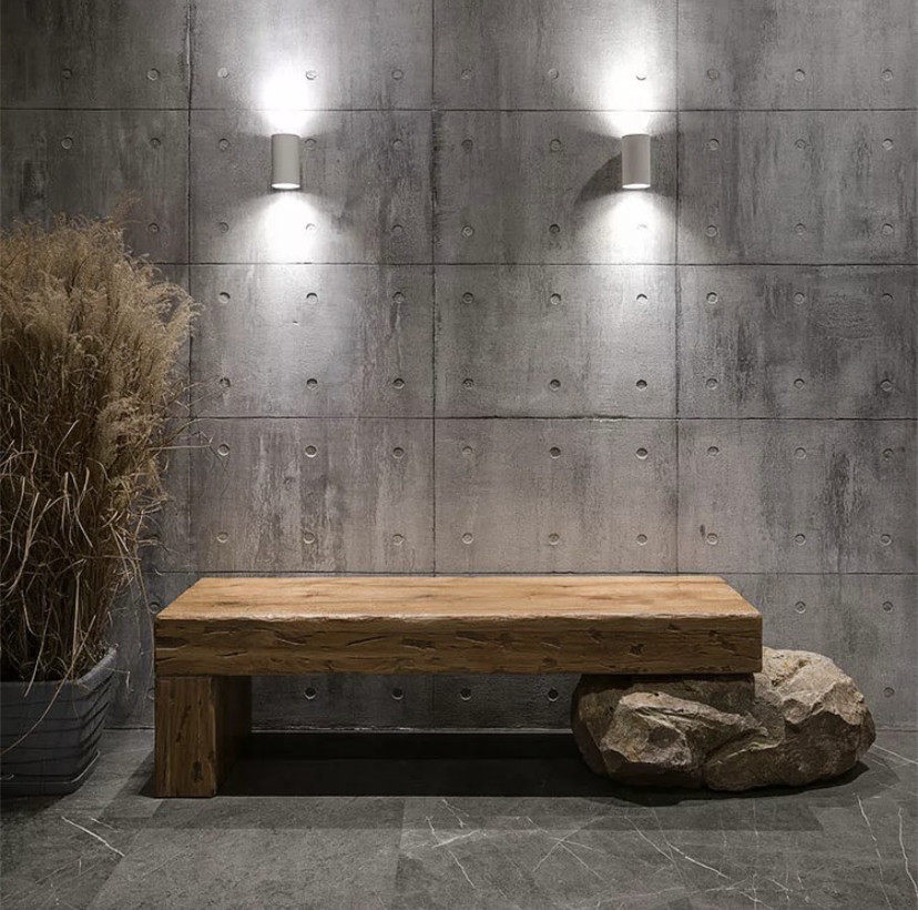 Wabi sabi wind log bench homestay art low stool clothing store shoe changing stool solid wood bench custom retro bench