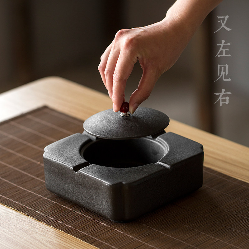 Chinese style Ceramics Tobacco ashtray Office Home bedroom Living room Personality Home Creative Tobacco Ashtray With Lid with lid