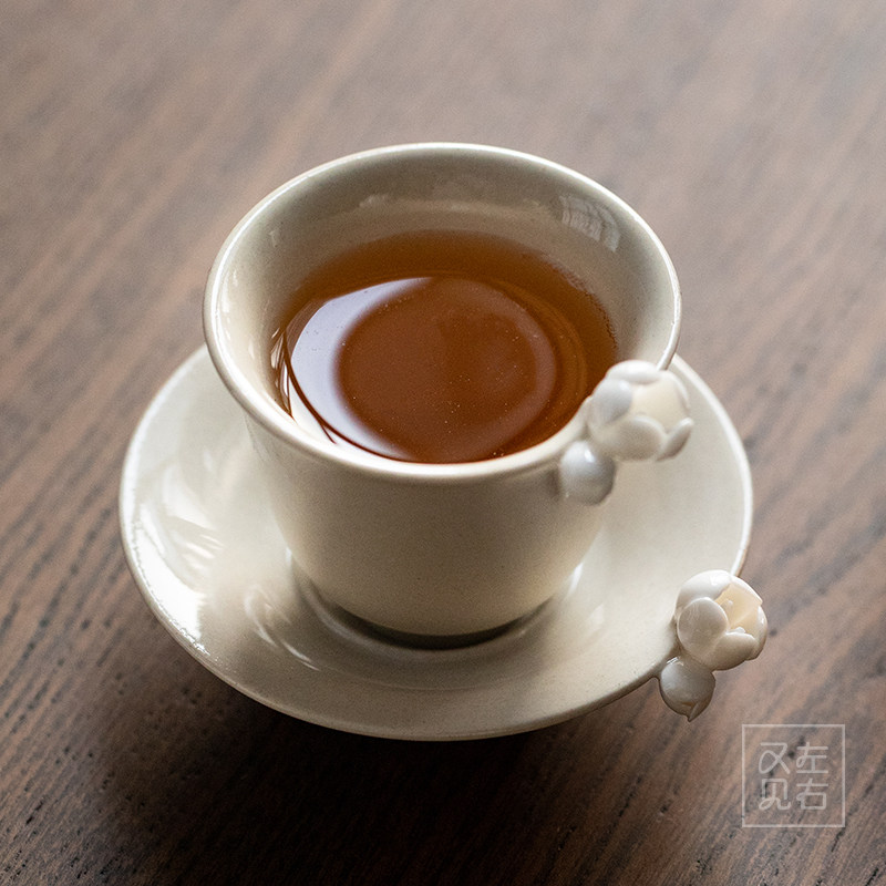 Japanese-style hand-kneaded flowers and wood ash coaster insulation ceramic tea coaster cup holder tea holder Kung Fu tea set tea ceremony accessories