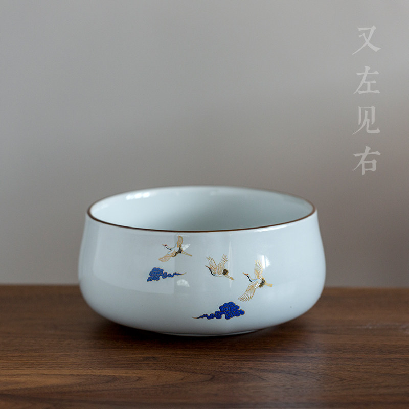 Jingdezhen hand-painted ceramic tea wash water pen wash kung fu tea set tea ceremony accessories large water pot hydroponic flower pot