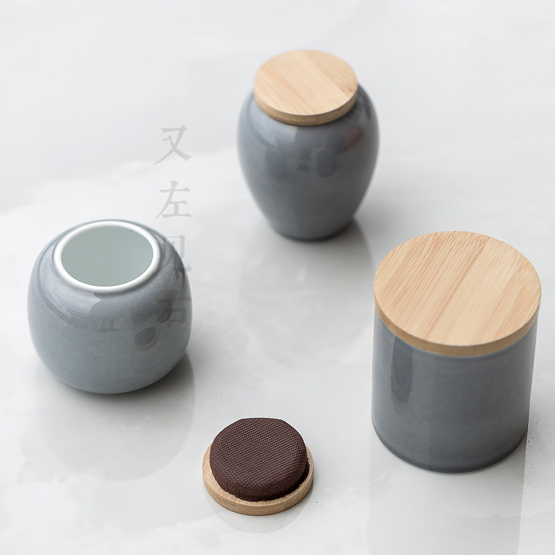 Soot series ceramic tea pot tea storage pot household small sealed storage tea pot portable tea bucket tea pot