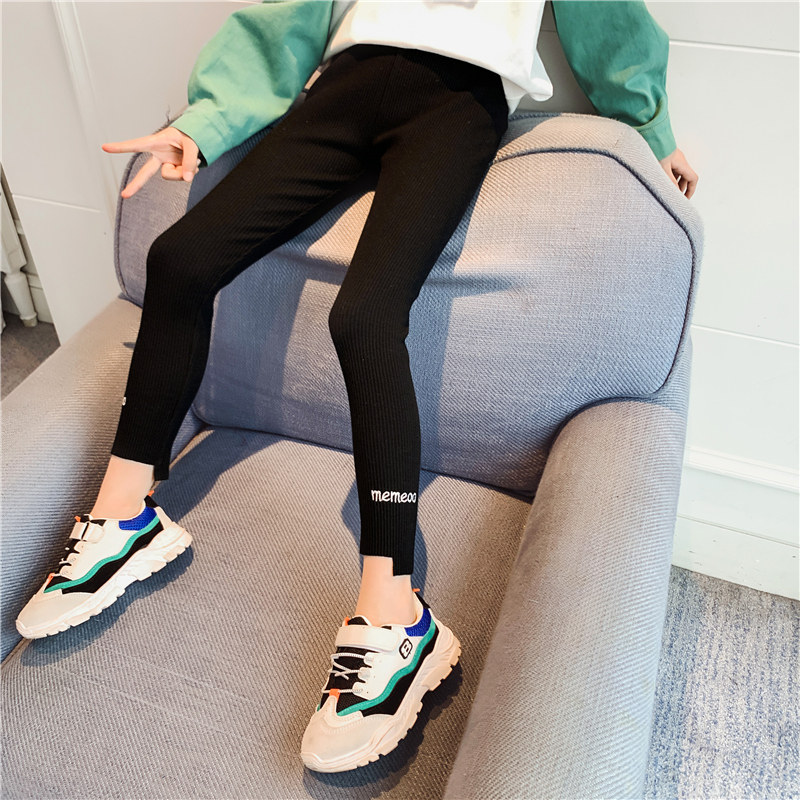 Girls underwear thin spring and autumn style outside wear long pants in the big boy foreign school spring girls children's wear pants bullet pants