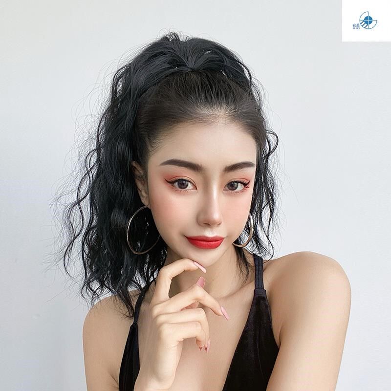 Ultra-light short fluffy corn hot braids European and American high Ponytail wig Female hair tail curly hair clip-on ponytail