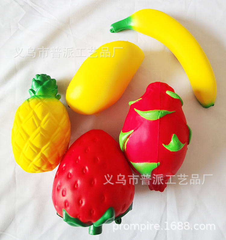 Squishy slow rebound strawberry simulation fruit and vegetable pu mango slow rebound lemon pineapple banana set