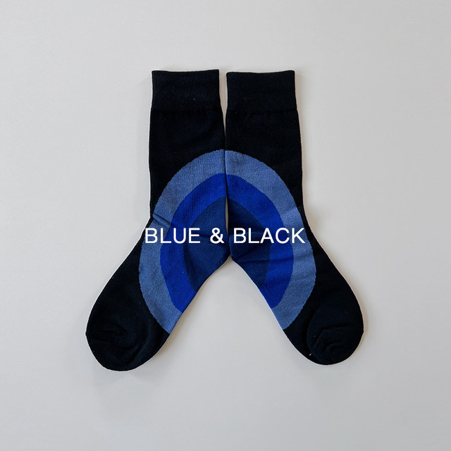 ສີຟ້າ ແລະສີຂຽວ gradient mid-calf Korean ins trend ladies couple mid-calf socks spring, summer and autumn socks cotton Personalized cotton casual