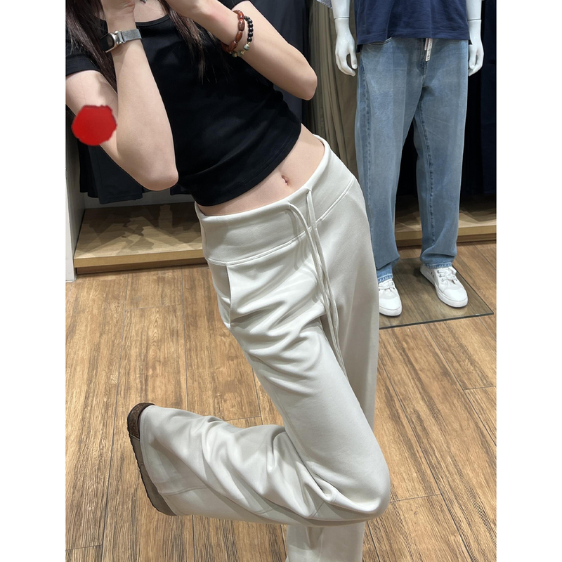 White Milk Leather Mask-Style Sports Pants for Women, New Autumn High-Waisted Slimming Drapey Casual Fitness Yoga Wide-Leg Sweatpants White Milk Leather Mask-Style Sports Pants for Women, New Autumn High-Waisted Slimming Drapey Casual Fitness Yoga Wide-Leg Sweatpants