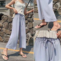 70% small sub-broadlegged pants female summer snow spinning high waist pituitary sensation student with thin and thin loose straight tube pants