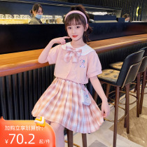 Girls Summer Dress 2023 New Ocean Fashionable Dress Childrens Network Red Girl JK Summer