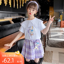 Girls dress summer dress dress 2023 new childrens Han Edition summer network red sleeve jk suit skirt