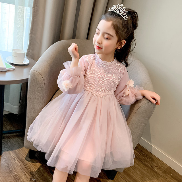 Girls autumn and winter dresses 2022 new winter clothes children's winter princess dress winter girls gauze skirt plus velvet skirt