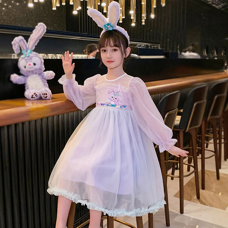 Girl Foreign Dress Spring Autumn 2022 New Foreign School Children Star Della Dresses Dresses Girl Super Fairy main dress