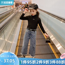 Girls  middle collar base shirt Long sleeve thin semi-high collar Childrens autumn and winter foreign style autumn baby inner tight top