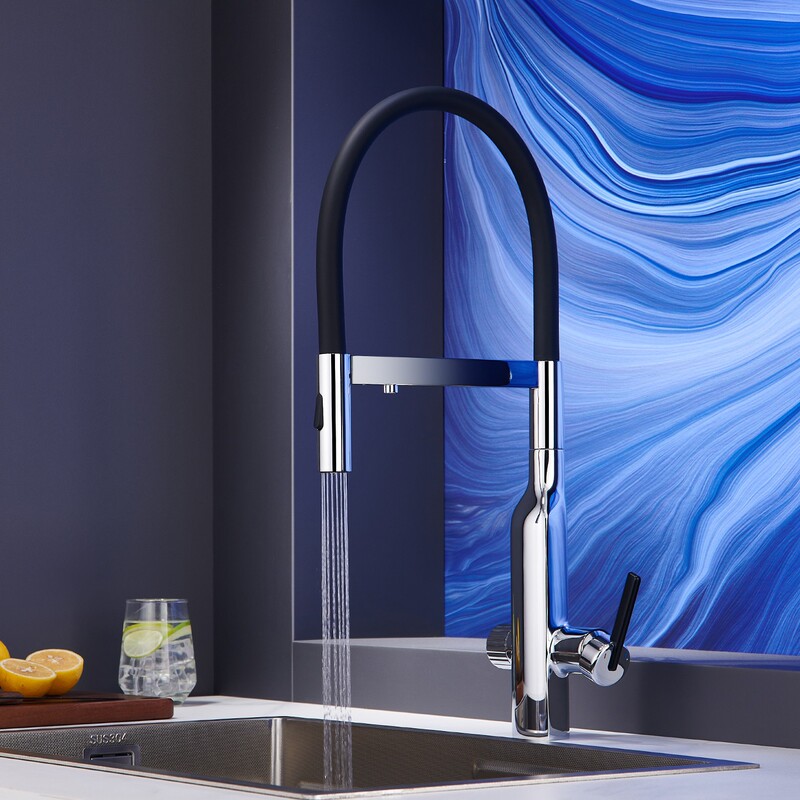 German Hans Three-In-One Kitchen Pull-Out Faucet, All-Copper Water Purification Sink, Dish Basin, Sink, Rotating Household Use