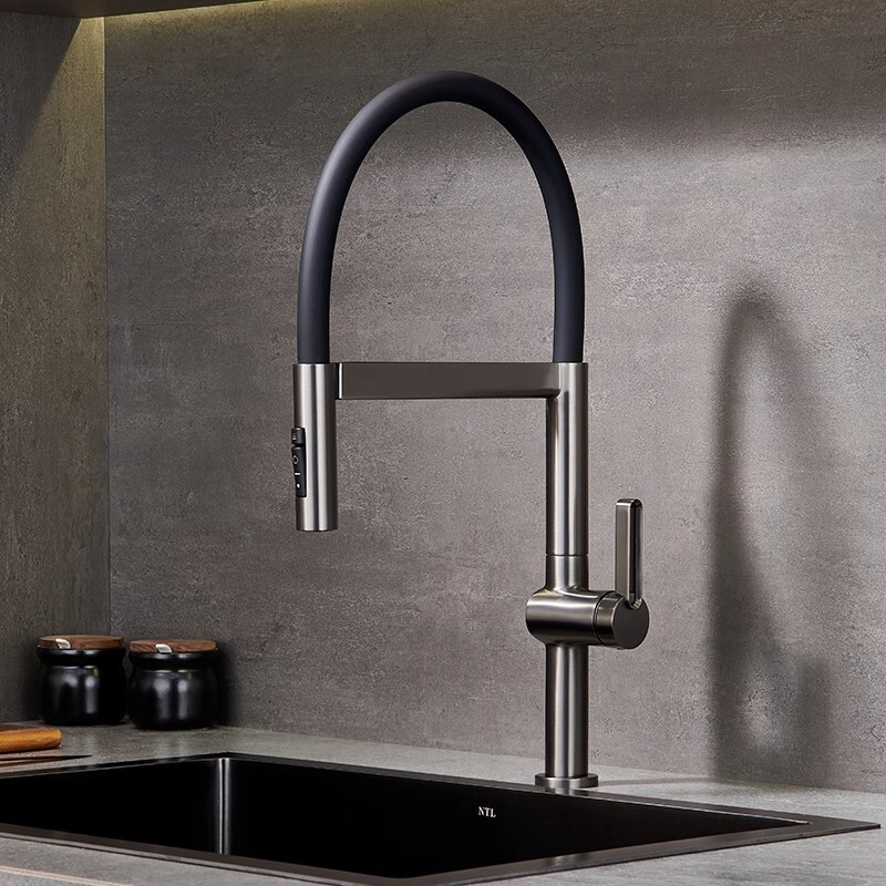 German Hans Kitchen Sink Magnetic Faucet All-Copper Retractable Rotatable Hot and Cold Pull-Out Household Use