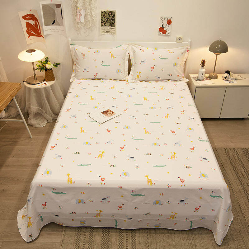 Pure cotton sheet single piece of cotton thickened single student dorm summer double child cartoon sheet
