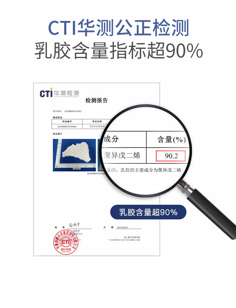 乐扣乐扣 90%天然乳胶枕 柔弹支撑颈椎 图3