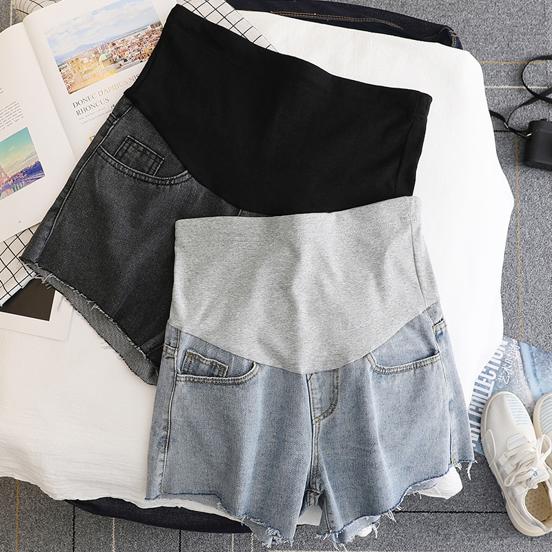 Pregnant Woman Shorts Summer Fashion Outwear Jeans Spring Summer Thin style Bottom Tidal Moms Minus pregnant Pregnant Women Pants Children Summer Clothes