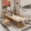 Solid wood tea table Tea table and chair combination Large board wood antique simple Kung Fu tea table New Chinese style negotiation tea table tea