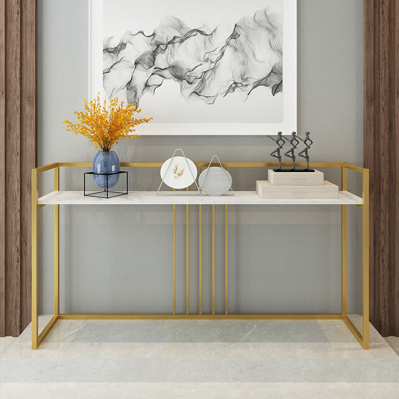 Nordic simple modern Marble entrance table Gold Wrought iron entrance table Case case Long narrow table Wall table