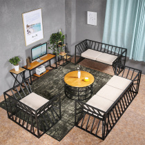 Studio sofa clothing store Nordic ins Wrought iron sofa Net Red double sofa Living room furniture simple combination