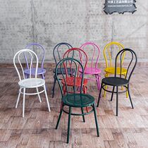 Wrought iron dining chair Restaurant chair Simple modern chair Hot pot shop Metal backrest Iron chair Leisure chair Cafe