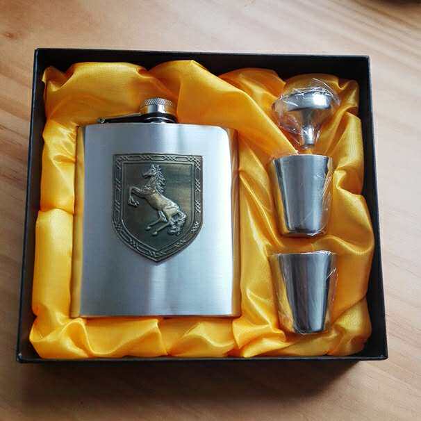 Snow Wolf Lake 7oz Horse Mark Stainless Steel Bottle Bottle Outdoor Camping Bottle Portable Wine Bottle