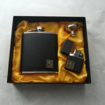 Snow Wolf Lake Stainless Steel 304 Portable Flask Lighter Set 7 oz Laser Flask Portable