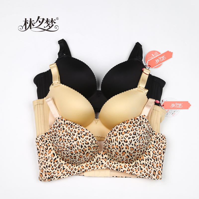 Lin Ximeng's Nostalgic Style Sexy Leopard Print Wireless Seamless Underwear for Women, Breathable Bra That Gathers and Supports Side Breasts