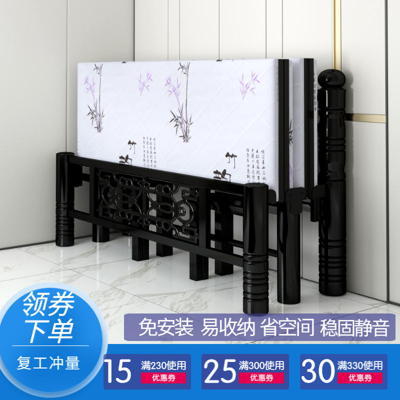 Pleasable bed sheet People use adults lunch break Double beds rental housing Easy beds 1 2 m 1 5 m Wood planks Iron bed frame