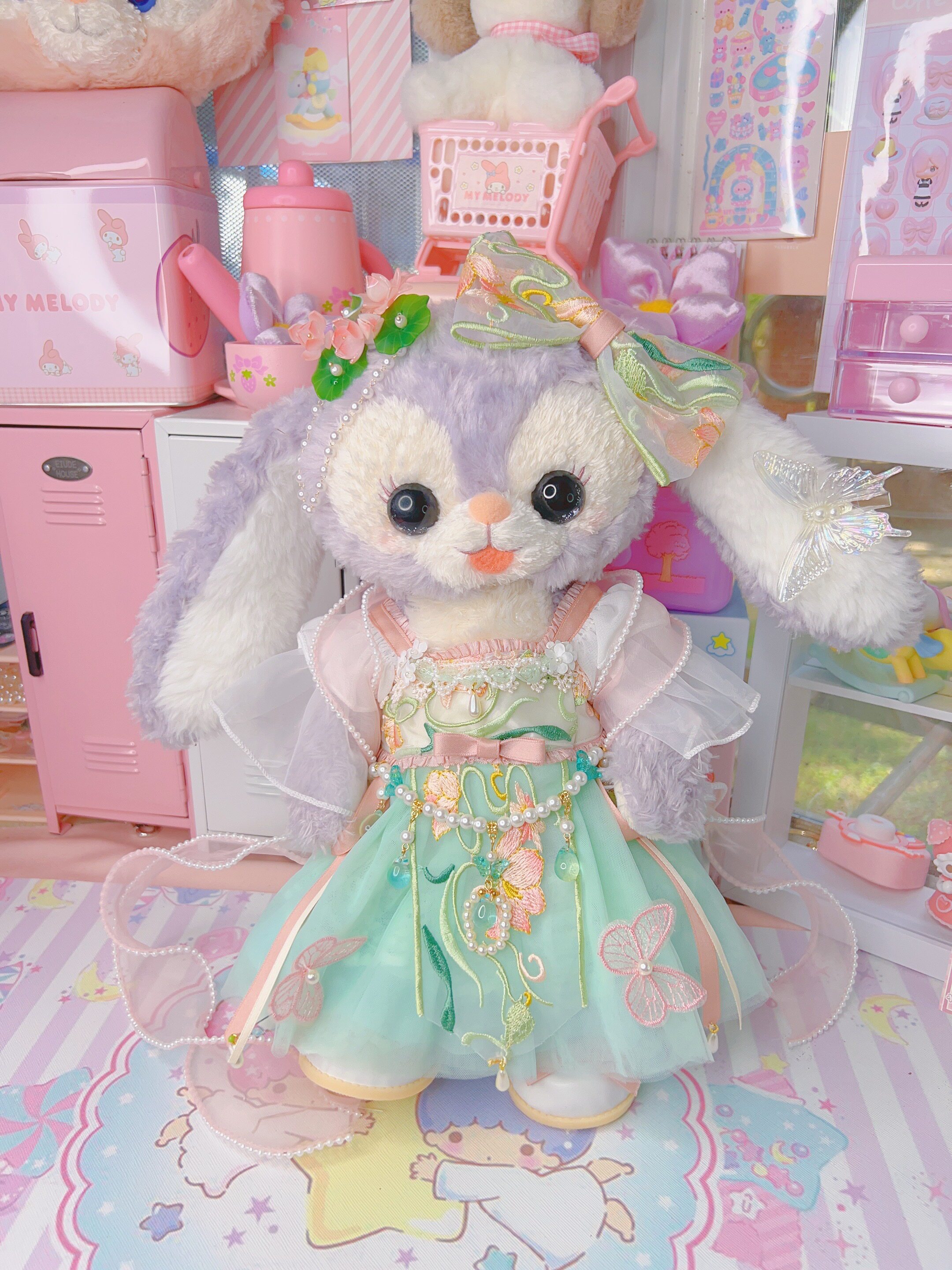 棉花娃娃/毛绒玩具娃衣 中秋玲娜贝儿娃衣手作仙气汉服绿色蝶恋花连衣裙s码linabell着替