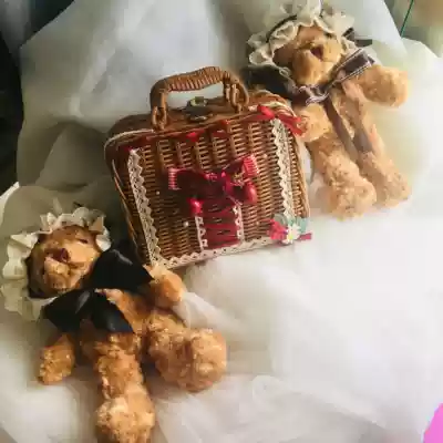 Lolita rattan small things make-up box Picnic basket Cherry lace accessories suitable for going out for picnic shooting